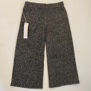 Lumiere Womens Charcoal Pull On Elastic Waist Wide Leg Knit Crop Pant Medium NWT